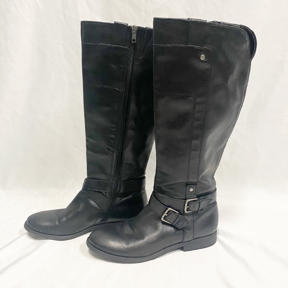 Marc Fisher Black Leather Riding Boots - Picture 3 of 8